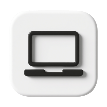 3D Laptop Icon on White Square png