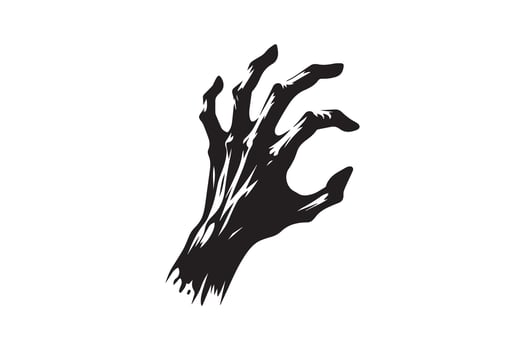 A black and white illustration of a hand with a claw vector