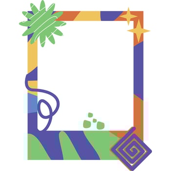 Vintage Photo Border. Colorful frame with hearts and floral design. Ideal for retro themes, social media. Sweet, playful mood vector
