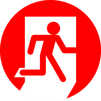 Red emergency exit door fire escape sign warning icon png