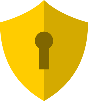 Yellow shield security protection key hole icon png