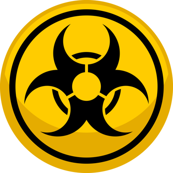 Yellow circle dangerous nuclear radiation sign icon png