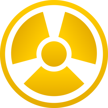 Yellow circle dangerous nuclear radiation sign png