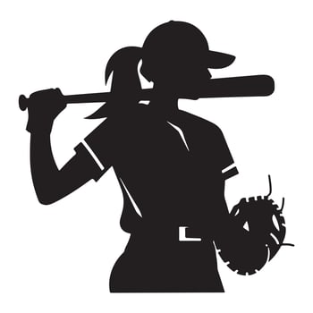 Dynamic Woman Softball Player Silhouette vector