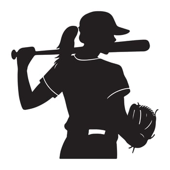 Woman Softball Player in Action Silhouette vector