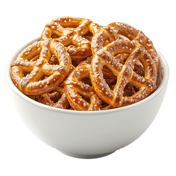 Salted Pretzels Bowl of Delicious Snacks on transparent background png