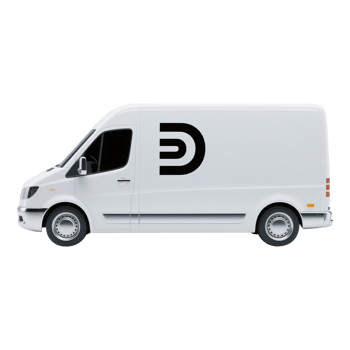 White Delivery Van with Black Branding png