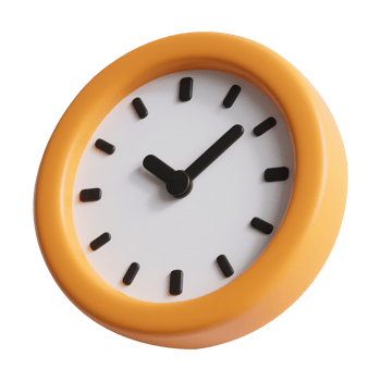 Orange 3D Cartoon Clock Showing Time png