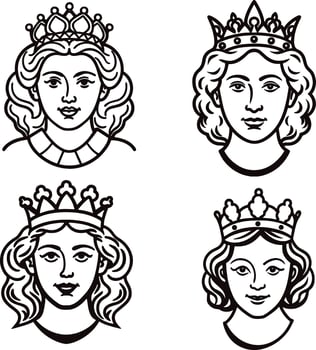 four different crowns for women in different styles vector