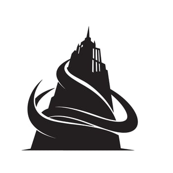Professional building logo silhouette used in realty business cards and firm branding vector