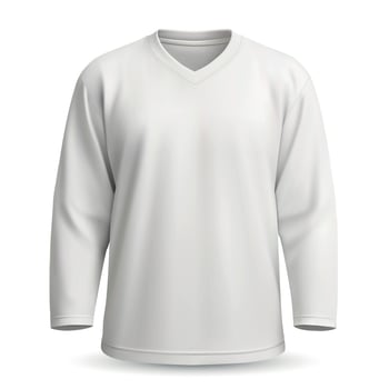 Blank white hockey jersey with long sleeves and V-neck vector