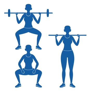 Barbell Squat Variations Guide for Women Fitness vector
