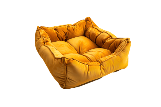 Luxurious Mustard Yellow Velvet Pet Bed Comfortable Dog Bed png