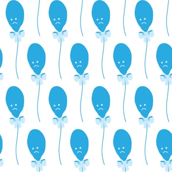 Blue Deflated balloons with tied ribbon bow Seamless Pattern Monochrome Blue Monday Greeting background. Isolated illustration Thematic Cards, poster or web promo banner, leaflets, print materials vector