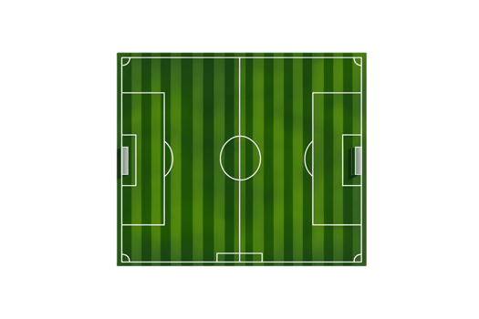Aerial View of Soccer Field Green Grass White Lines, png