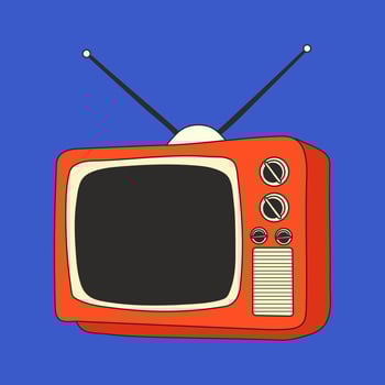Colorful Retro TV with Antenna. Pop Culture Throwback vector