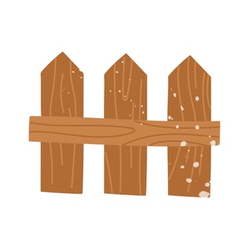 fence is wooden with a texture. Flat isolated color illustration with doodle elements. It is suitable for postcards, prints, blog design, children's books, packaging design, and spring projects. vector