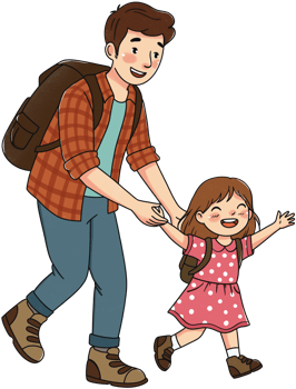 father and his Child Walking Together png