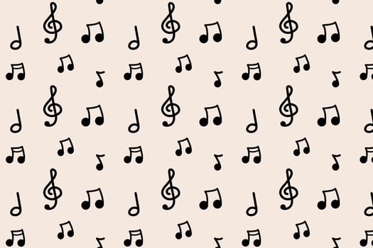 pattern with musical notes and treble clefs on soft background vector
