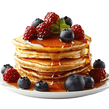Delicious Pancakes with Berries Syrup on transparent background png