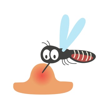 mosquitoes bite gril baby. dengue fever and zika infection concept. vector