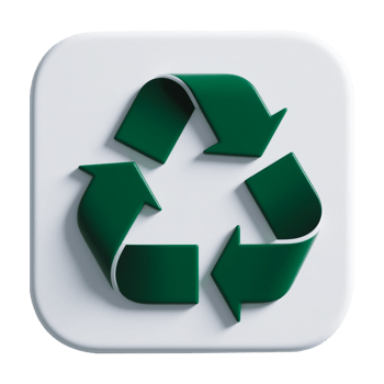 3D Recycle Symbol on White Square png