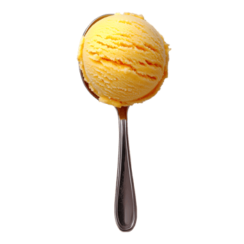 Creamy Mango Ice Cream Scoop on transparent background png
