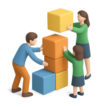 3D Isometric Office workers help arrange parcel boxes png