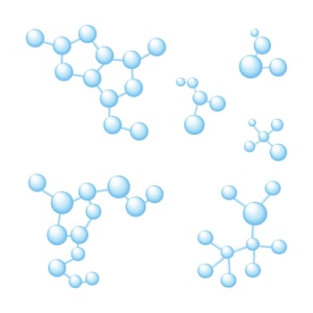set of blue realistic molecules. illustration vector