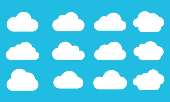 White cloud icon set isolated on white background vector