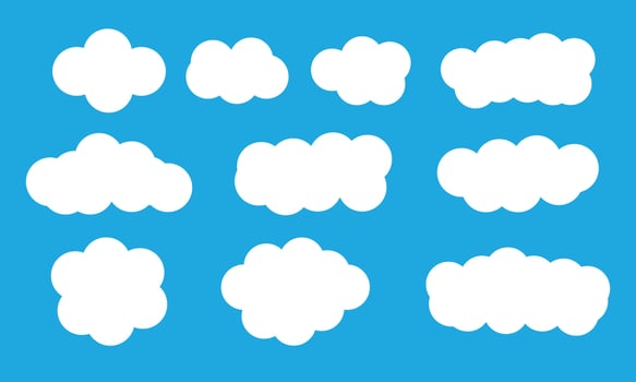 Collection of cartoon cloud icon shape illustration on blue background vector