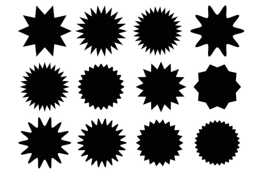 Black Price Sticker Set. Sunburst Badges and Special Offer Labels . Special Offer Tag Collection illustration. Badge round shape collection vector