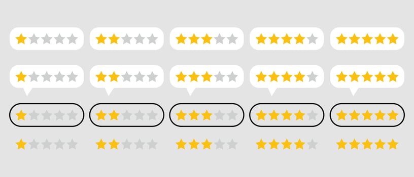 Star rating reviews for website or app. Star rating design element. customer feedback design element vector
