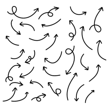 Set of rough hand drawn arrows. Handmade doodles vector