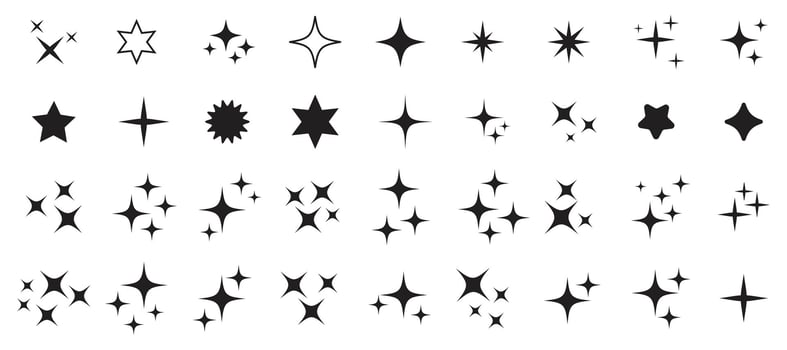 Shine star sparkle set. Sparkle star icons. Shine icon. Stars sparkle doodles . Set sparkles star symbols . Bright sparkle vector
