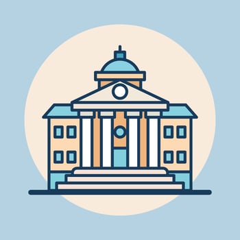 Stately building with classical facade flat design Illustration vector