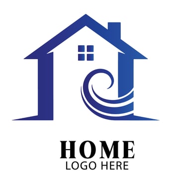 Contemporary swirl home building logo symbol icon designed for luxury realty company branding vector