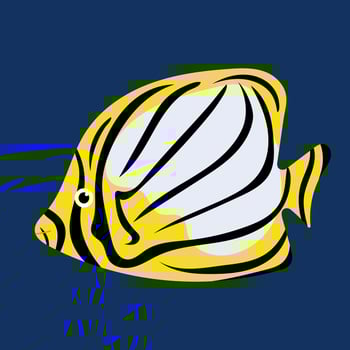 Tropical striped fish. Reef fish. Marine animals. Underwater life. Aquarium. vector