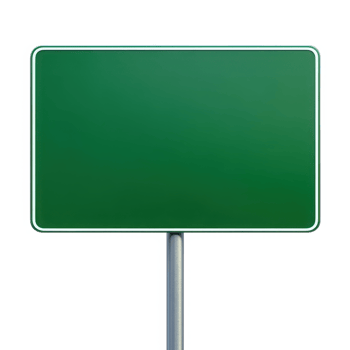 Green road sign with pole illustration on transparent background png