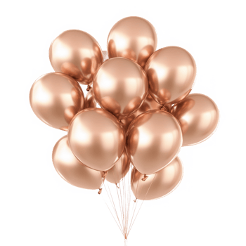 Rose gold balloons bunch isolated on transparent background png