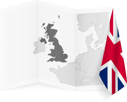 United Kingdom grayscale map and hanging flag. png