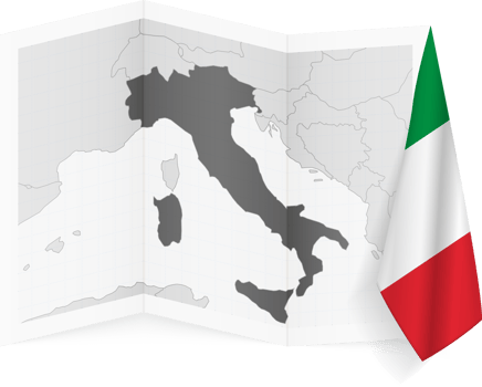 Italy grayscale map and hanging flag. png