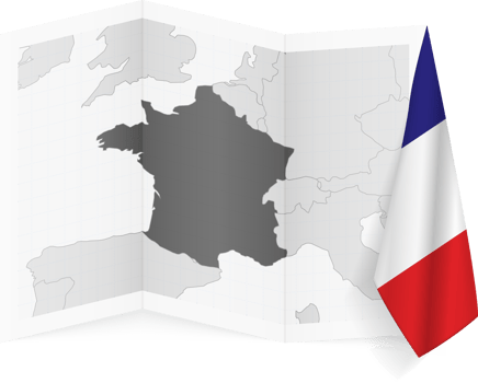 France grayscale map and hanging flag. png