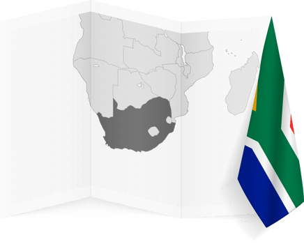 South Africa grayscale map and hanging flag. png