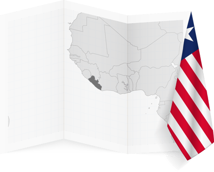 Liberia grayscale map and hanging flag. png
