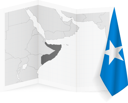 Somalia grayscale map and hanging flag. png