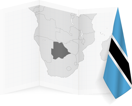 Botswana grayscale map and hanging flag. png