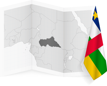 Central African Republic grayscale map and hanging flag. png