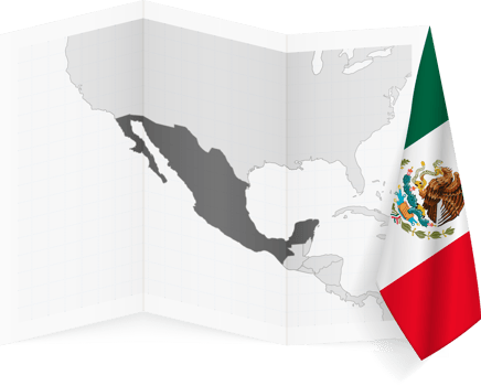 Mexico grayscale map and hanging flag. png