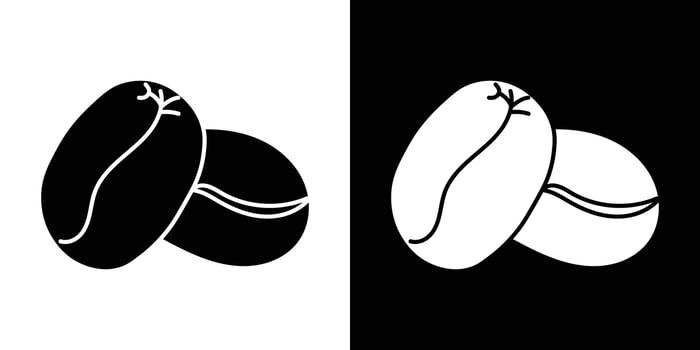 Coffee beans icon in black and white vector